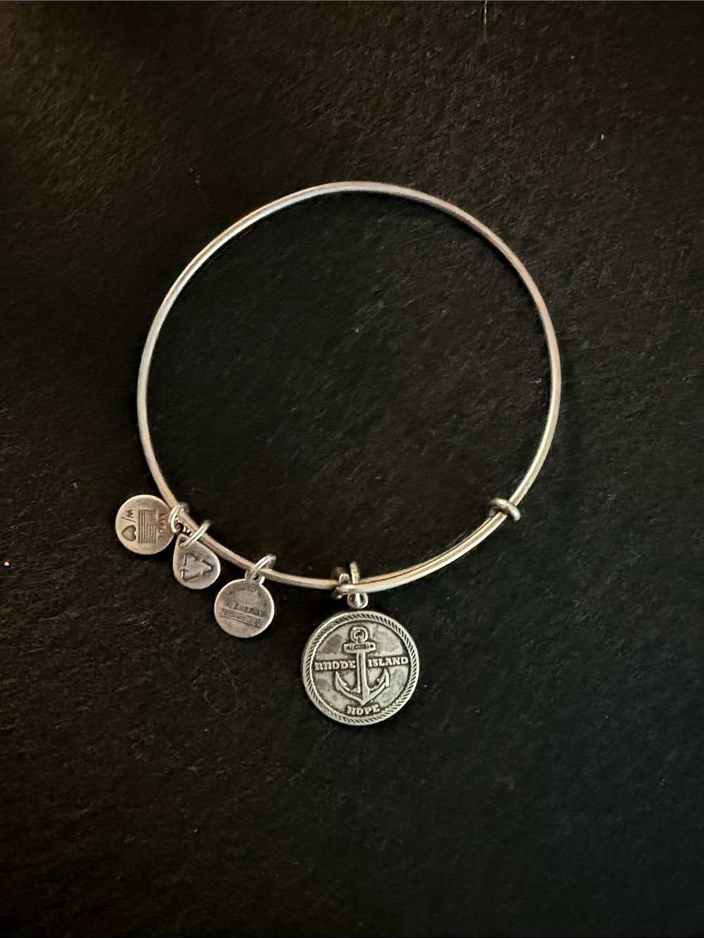 Silver Tone Anchor Charm Bangle Alex & Ani- Rhode Island